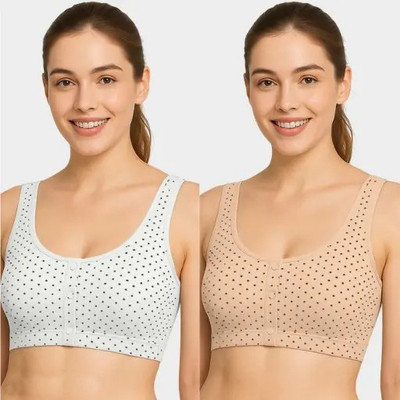 NuBraze Pack of 2 Women Bralette Lightly Padded Bra (White, Beige) Women Bralette Lightly Padded Bra(White, Beige)