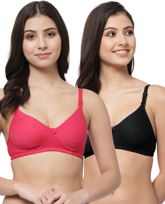 COLLEGE GIRL Detachable Strap Women T-Shirt Lightly Padded Bra(Pink, Black)