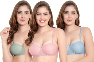 Jaibhav Collection WOMEN'S LIGHTLY PADDED HALF CUP BRA'S Women Push-up Lightly Padded Bra(Light Blue)