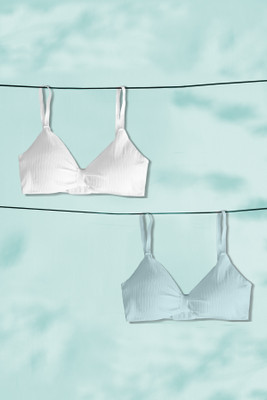NAGARVEL CREATION 5/3337-wht/sky-30-p02 Women Push-up Lightly Padded Bra(Multicolor)