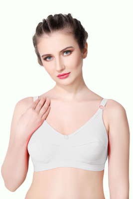 INTIHUG Women's Wireless Seamless Bra Ultra-Soft Push Up Full Coverage Bra Women Everyday Non Padded Bra(White)