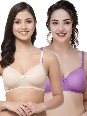 COLLEGE GIRL Hellopad ComboPO2 Women Everyday Lightly Padded Bra(Beige, Purple)