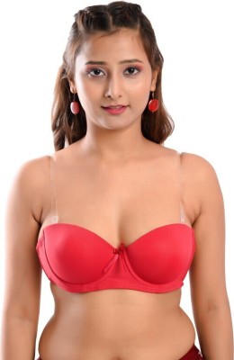 Pink PixiesCreation Transparent Backless Padded Bra Women Balconette Heavily Padded Bra(Maroon)