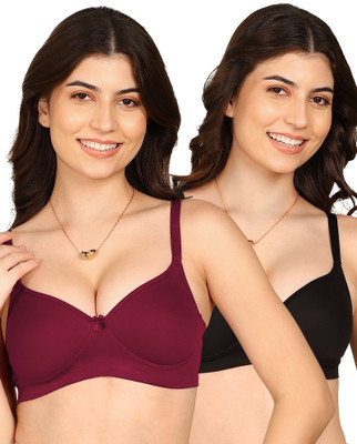 KOMLI Komli Bonded Breathable Cotton Full Coverage Padded Bra Women T-Shirt Lightly Padded Bra(Multicolor)