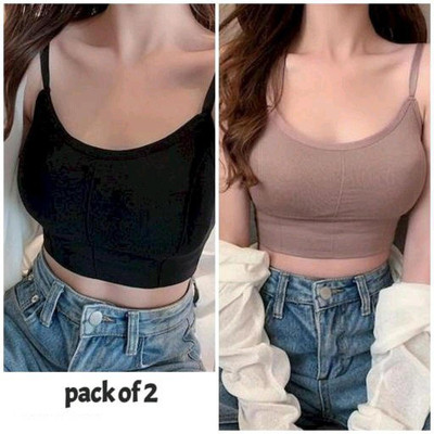 DKOALE Women Training/Beginners Lightly Padded Bra(Black, Brown)