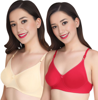 Liigne Women Everyday Non Padded Bra (Pack Of 2) for T-Shirt Saree Dress Sports Garment Women T-Shirt Non Padded Bra(Beige)