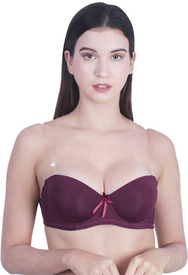 FANDOM 4U Transparent Backless Padded push-up Bra Women Push-up Lightly Padded Bra(Purple)