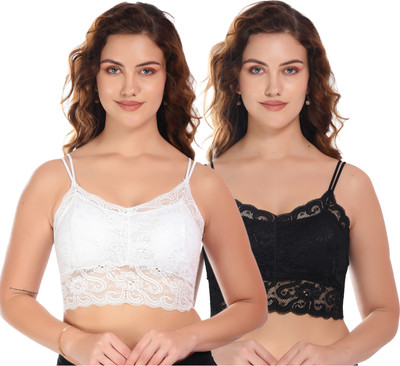 VALZER women bra Bralette Net Design, Bra Lightly Padded bra for women Women Everyday Lightly Padded Bra(White, Black)