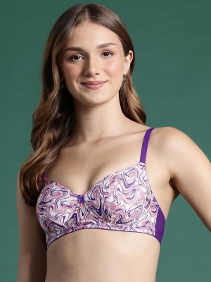 Dressberry DressBerry Abstract Full Coverage Lightly Padded Bra Women T-Shirt Lightly Padded Bra(Purple, White)