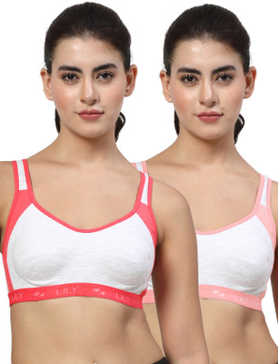 LILY Strops999 Women Sports Non Padded Bra(Red, Orange)