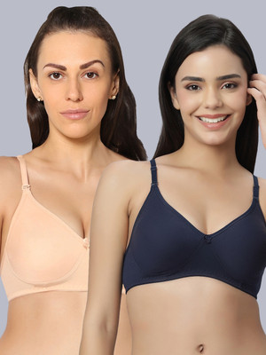 Eden EDEN101NAVYBLUESKIN Women T-Shirt Non Padded Bra(Blue, Beige)