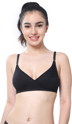 Envie Single Layer Cut Seam Cotton Blend Daily Use Minimiser Full Coverage Bra Women Everyday Non Padded Bra(Black)