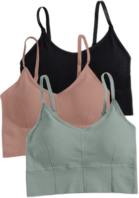 NAGARVEL CREATION 646-blk-white-grey-03-Free Women Full Coverage Lightly Padded Bra(Black)