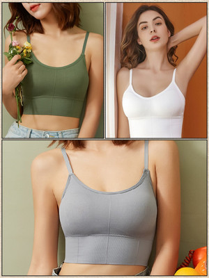 CIKLA Women T-Shirt Lightly Padded Bra(White, Grey, Green)