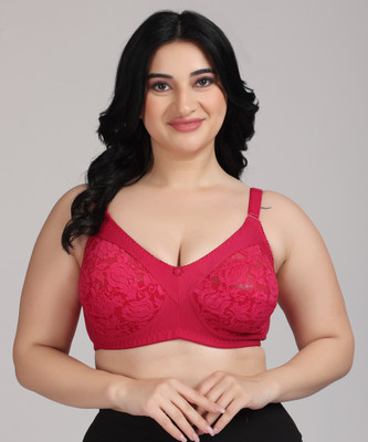 ZIVOK Full Coverage Net Bra Women Full Coverage Lightly Padded Bra(Red)