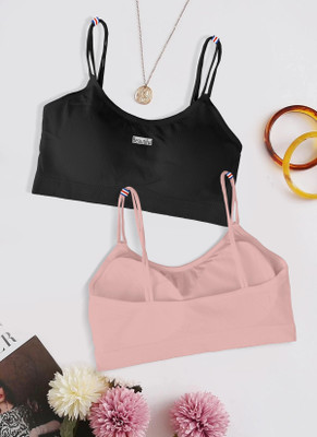 Fashocart 2122-BLACK-L.PINK-P02-FREE Women Full Coverage Lightly Padded Bra(Black)