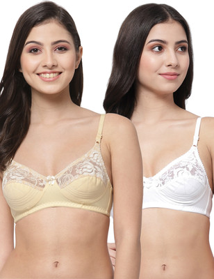 Docare NET21 Women Bralette Non Padded Bra(Beige, White)