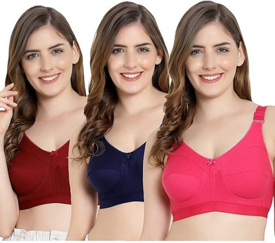 Avyaya Women Bra Women Full Coverage Non Padded Bra(Pink, Maroon, Dark Blue)