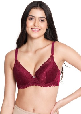 Susie 3/4th Coverage Underwired Full Lace Padded Bra- Red Women Balconette Lightly Padded Bra(Red)