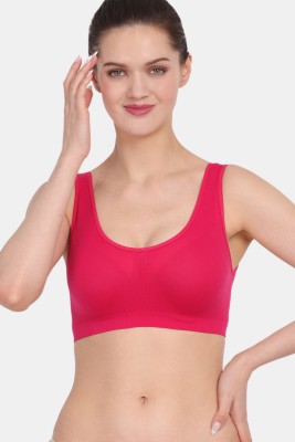 s k traders Women's Stretchable Seamless Nylon Non Padded Air/Sports & Gym Bra Women Sports Non Padded Bra(Pink)