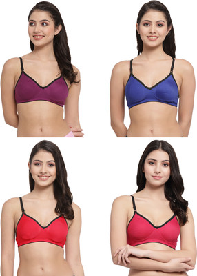 Docare M2Mino Women T-Shirt Non Padded Bra(Purple, Dark Blue, Red, Pink)