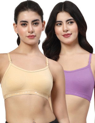 LILY 3321Mino Women Sports Non Padded Bra(Beige, Purple)