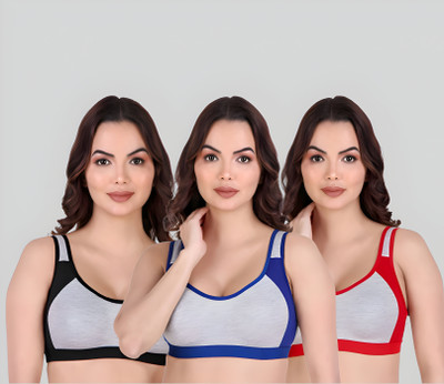 ASHMIRAS pack of 3 sport bra Women Sports Non Padded Bra(Multicolor)