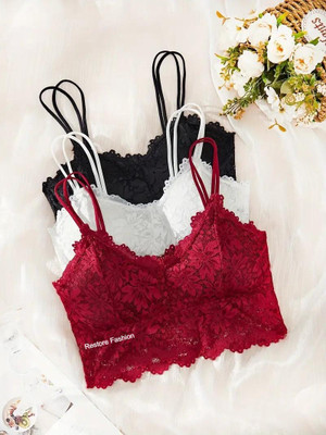 VS Beauti Sports Bras for Women Elegant Lace Wireless Yoga and Running Women Bralette Lightly Padded Bra(Multicolor)