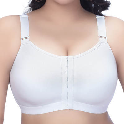 Trylo FRONT OPEN-WHITE-38-C-CUP Women Full Coverage Non Padded Bra(White)