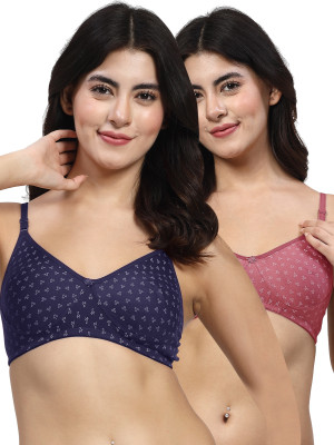 LILY Itida Women T-Shirt Non Padded Bra(Blue, Maroon)