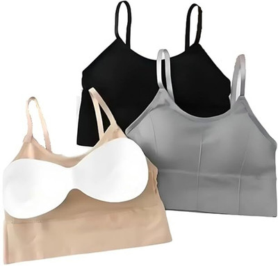 Majestic Solutions 646 Bra (Pack of 3) Women Sports Lightly Padded Bra(Beige)