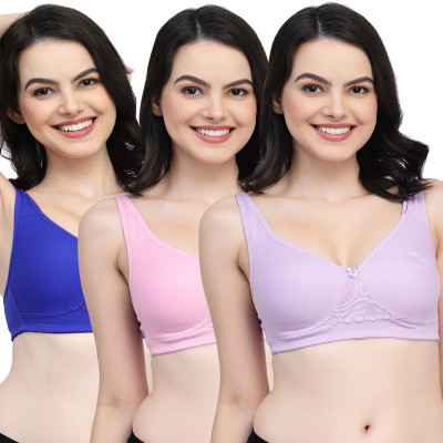 COLLEGE GIRL CG1214 Double Layered Women Everyday Non Padded Bra(Purple, Pink, Dark Blue)