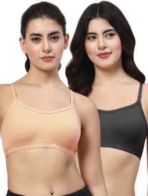 LILY 3321 Women Sports Non Padded Bra(Black, Beige)