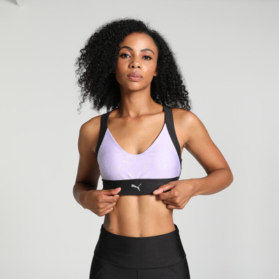 PUMA RUN REFLECTIVE AOP BRA Women Training/Beginners Lightly Padded Bra(Purple)
