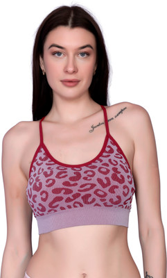 Spiaty Women Sports Lightly Padded Bra(Maroon, Grey)