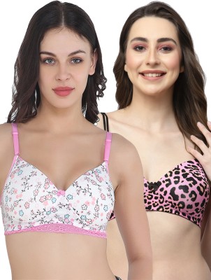 COLLEGE GIRL Lacepad-02-Polypad-611 Women Everyday Lightly Padded Bra(White, Pink, Pink, Black)