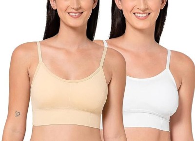 KDG TREADS Women T-Shirt Lightly Padded Bra(Beige, White)