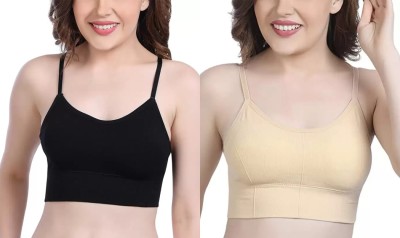 VarniEcom Women's Cotton Lightly Padded Pull On Sport Bra For Everyday Wear Women Everyday Lightly Padded Bra(Black, Gold)