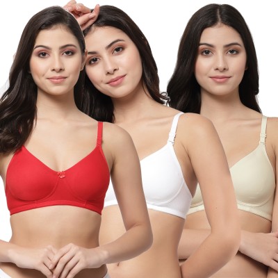 COLLEGE GIRL Detachable Strap Women T-Shirt Lightly Padded Bra(Red, White, Beige)