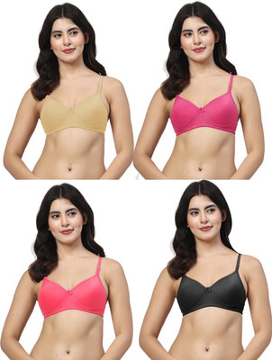 LILY maofcigam Women T-Shirt Lightly Padded Bra(Pink, Beige, Black, Red)