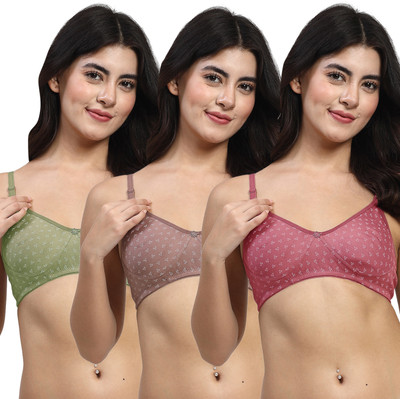 LILY itidaMino Women T-Shirt Non Padded Bra(Purple, Brown, Green)