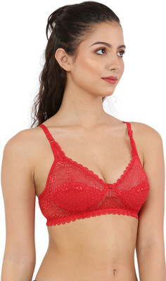 Kiwara Decent net BRA Women Full Coverage Non Padded Bra(Red)