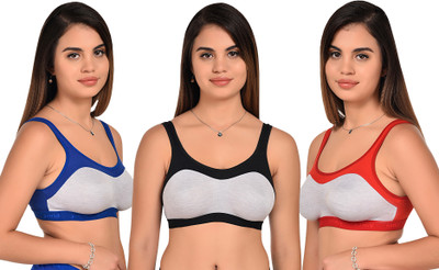 Yana Women Sports Non Padded Bra(Black, Red, Blue)