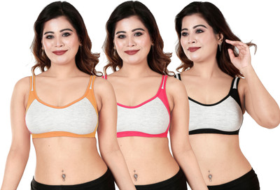 MUSIFASH SRP111214_Black,Pink & Yellow Women Sports Non Padded Bra(Black, Pink, Yellow)