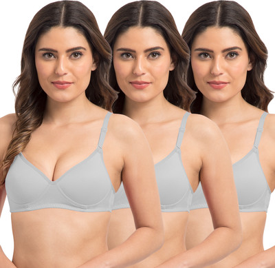 KOMLI Komli Seamless Medium Padded Full Coverage Cotton Rich Padded Bra Women T-Shirt Lightly Padded Bra(Grey)