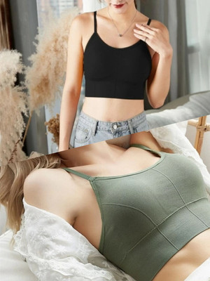 BRANKLY URJA Women Cami Bra Lightly Padded Bra Women Everyday Lightly Padded Bra(Green, Black)