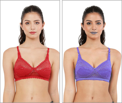 Havenhues Women Everyday Lightly Padded Bra(Red, Blue)