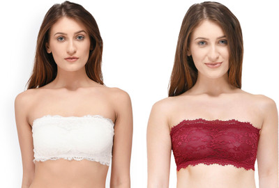 Ronic Collections Women Full Coverage Lightly Padded Bra(White, Maroon)