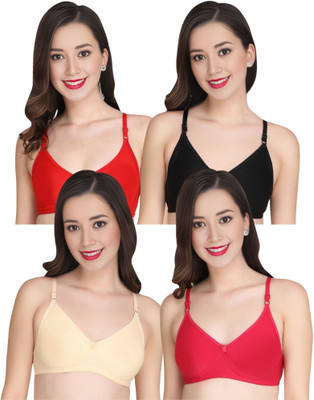 Liigne Women Everyday Padded Bra (Pack Of 4) for T-Shirt Saree Dress Sports Garment Women Full Coverage Lightly Padded Bra(Red)