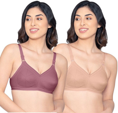 kalyani Damini Full Coverage Non Padded Cotton Everyday Bra Fawn ,Onion_32D Women Everyday Non Padded Bra(Purple, Beige)